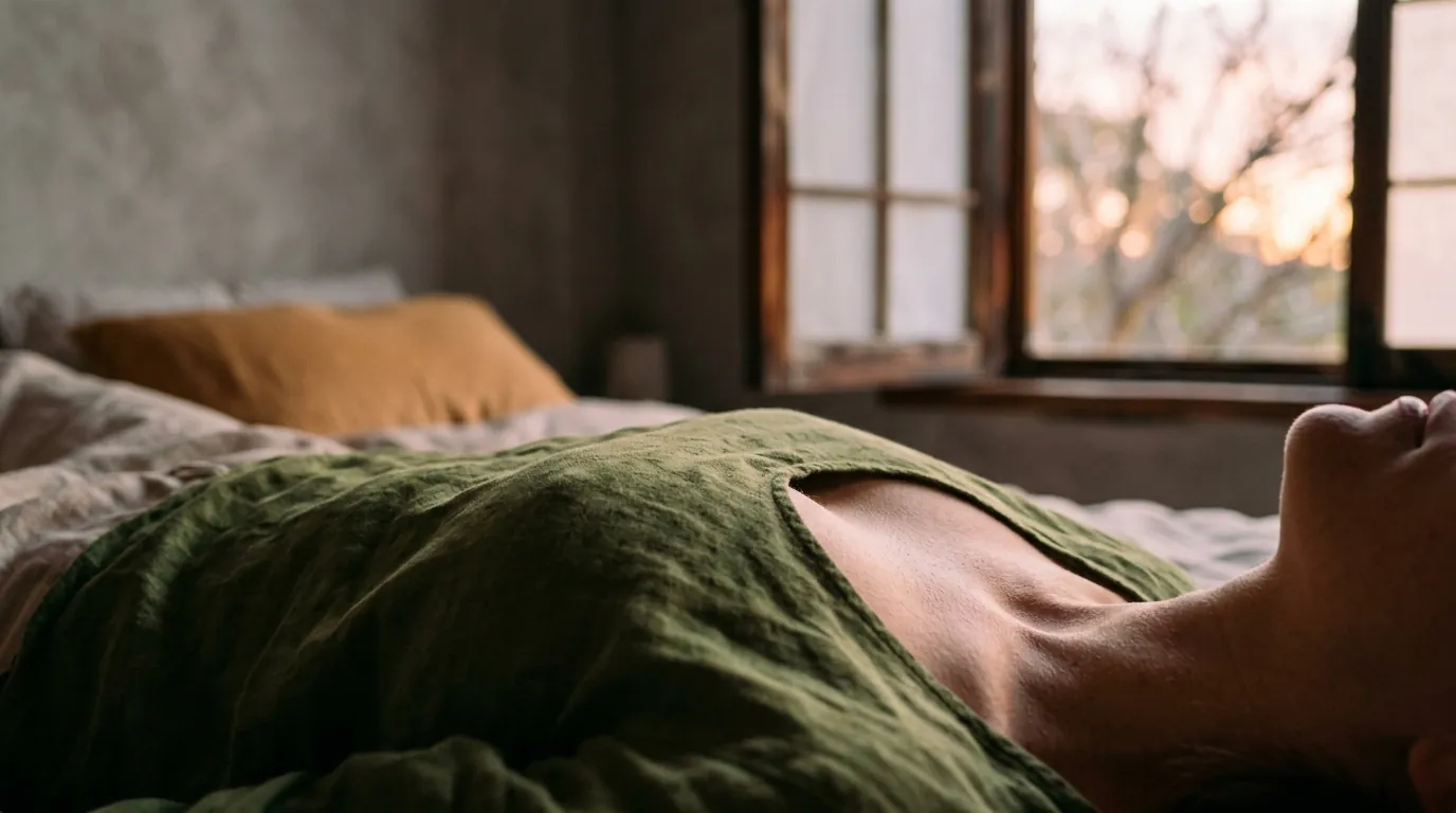 Il petto che si alza in un respiro calmo, nel letto accanto alla finestra
